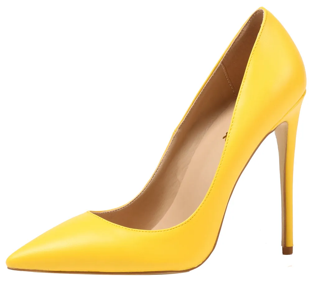 12cm Yellow Stilettos Dress Party Pumps Sexy High Heels