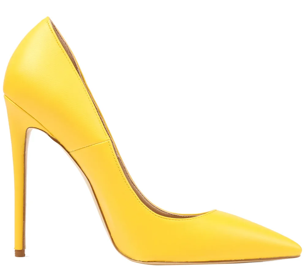 12cm Yellow Stilettos Dress Party Pumps Sexy High Heels