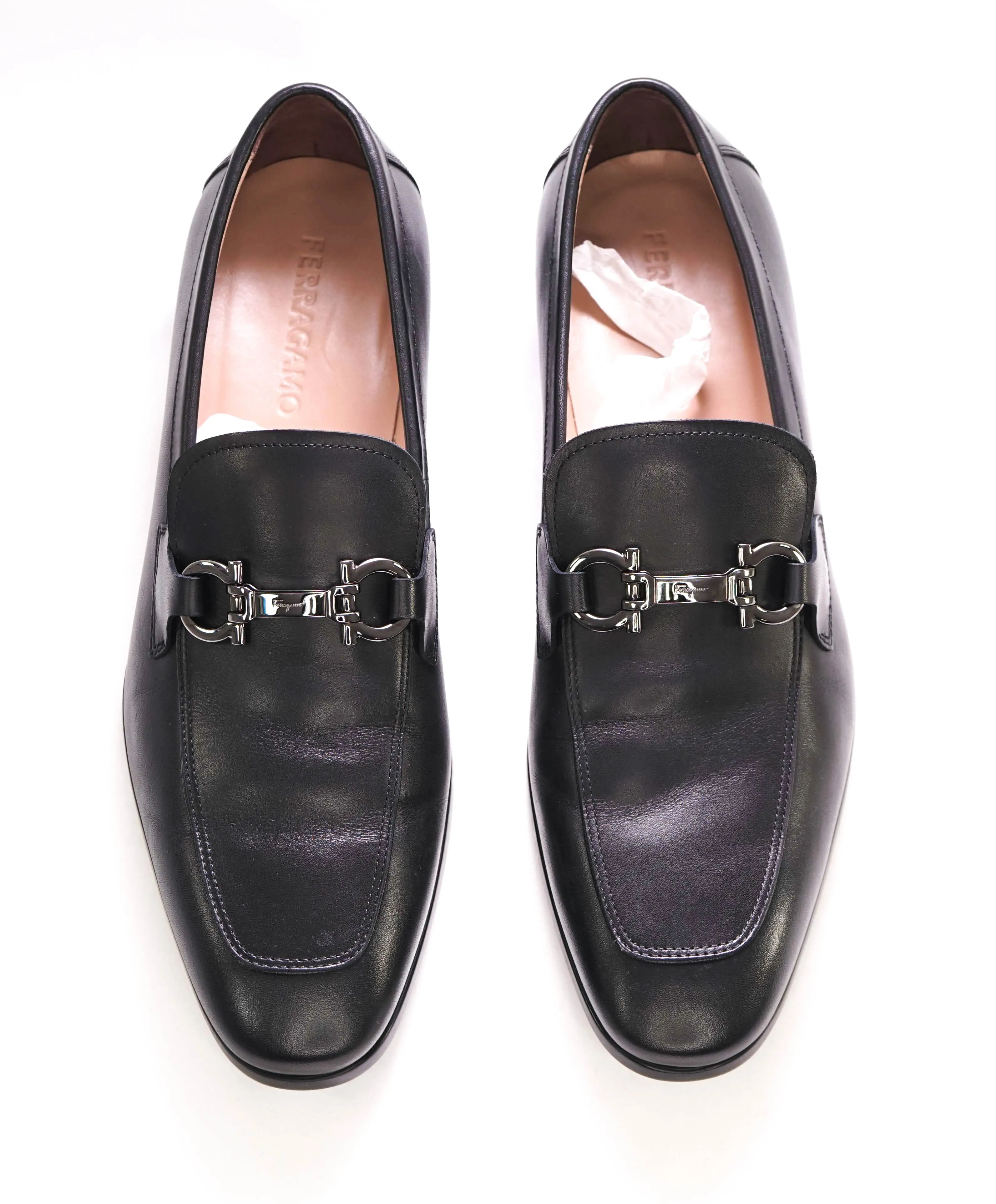 $850 SALVATORE FERRAGAMO - “REE" Gancini Bit Loafer Black Leather - 9 US