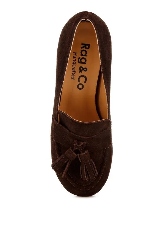 Aloha Tassels Detail Genuine Suede Loafers