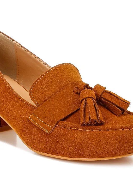 Aloha Tassels Detail Genuine Suede Loafers