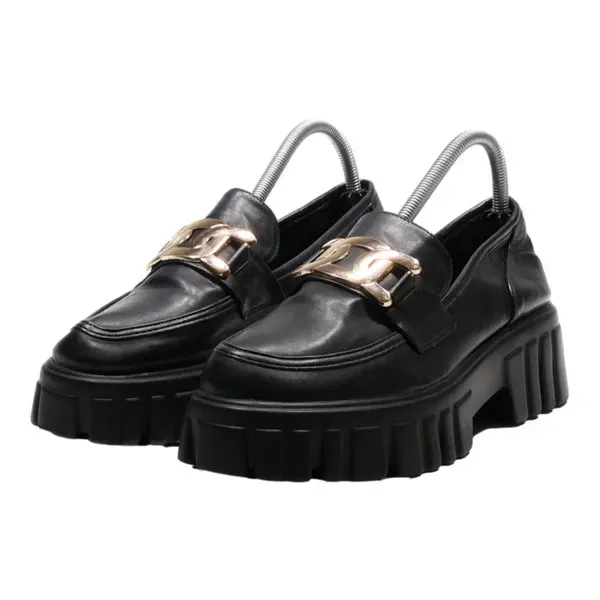 AZALEA WANG Loafers Platform Shoes Black Synthetic Womens UK 8