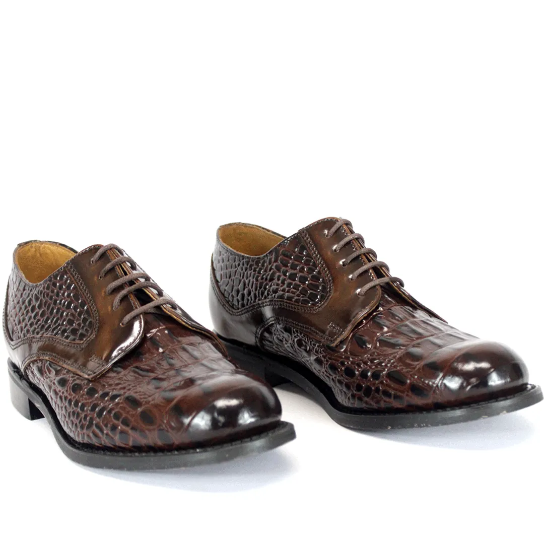 Bishop Leather Walnut Croc Shoe