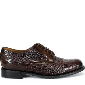 Bishop Leather Walnut Croc Shoe