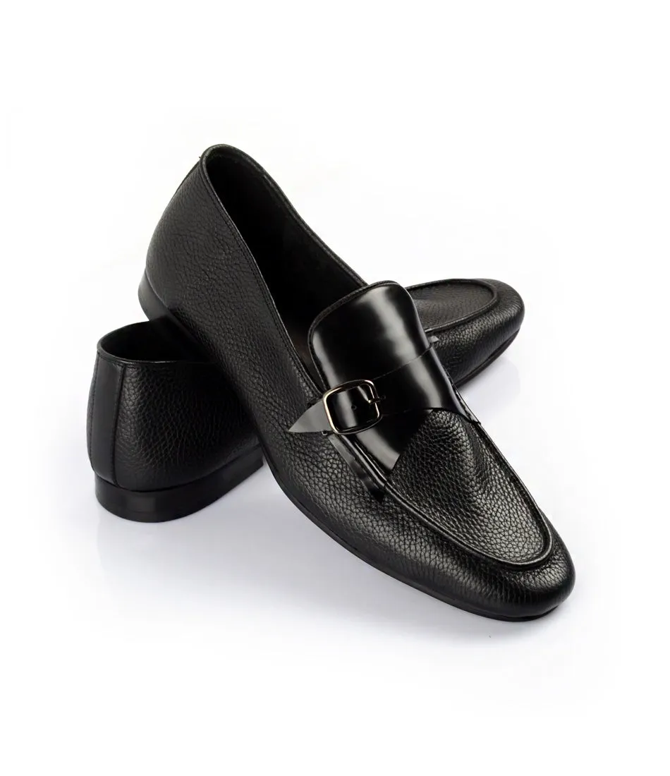 Black Milled Single Monk Loafers - Ultra-Flex