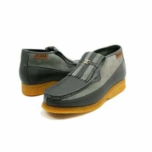 British Walkers Apollo Men's Gray Leather and Suede Crepe Sole Slip On Boots