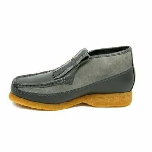 British Walkers Apollo Men's Gray Leather and Suede Crepe Sole Slip On Boots