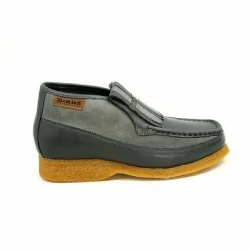 British Walkers Apollo Men's Gray Leather and Suede Crepe Sole Slip On Boots