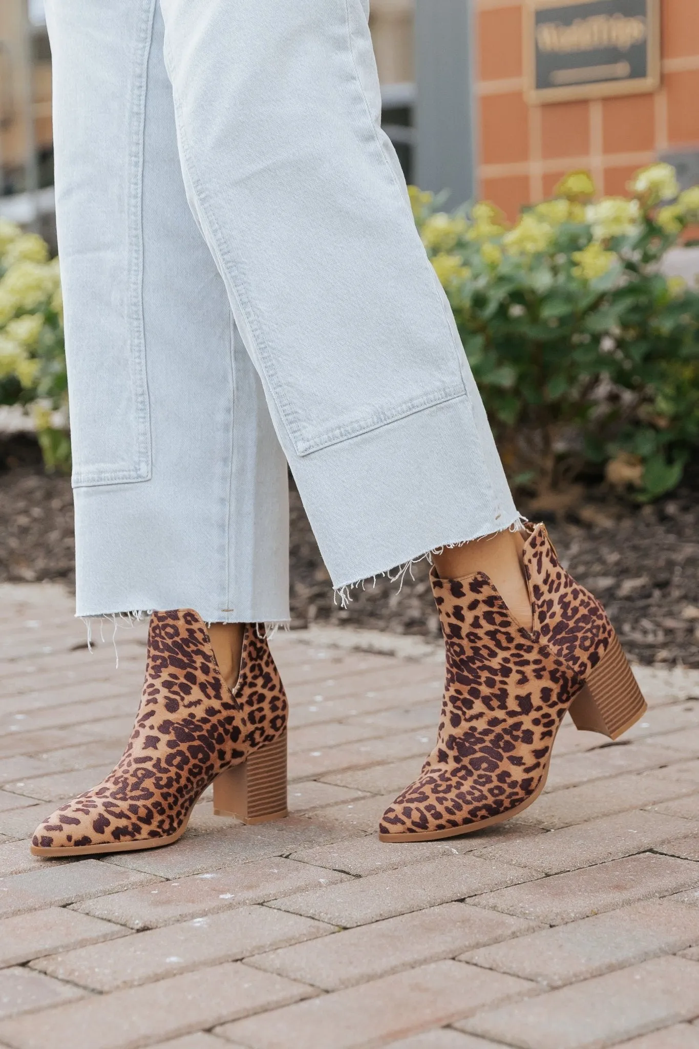 Brown Leopard Heeled Ankle Booties