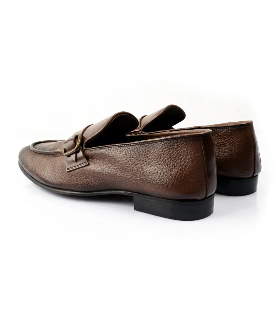 Brown Milled Single Monk Loafers - Ultra-Flex