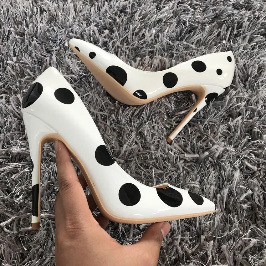 Chic Polka Dot Slip On Pointed Toe Pumps