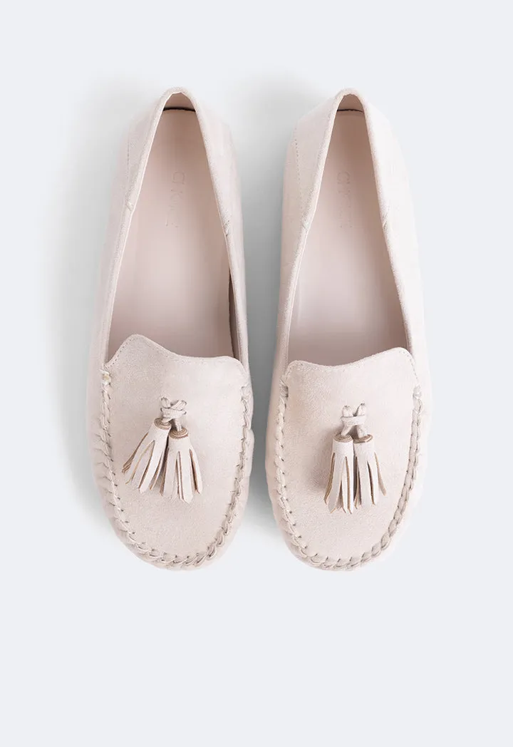 Choice Tassel Suede Loafers Silver