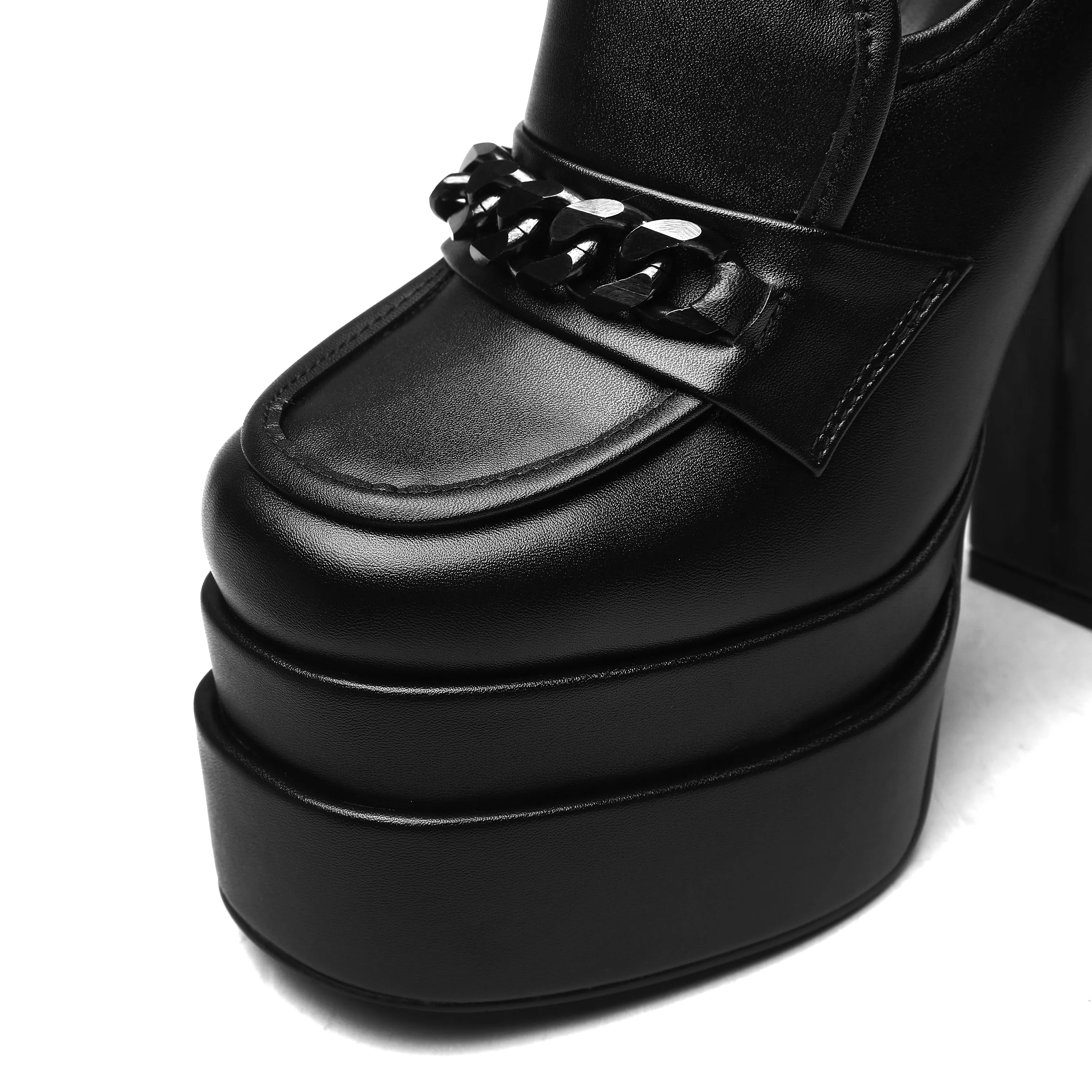 Chunky High Heels Pumps Platform Loafer Shoes for Women