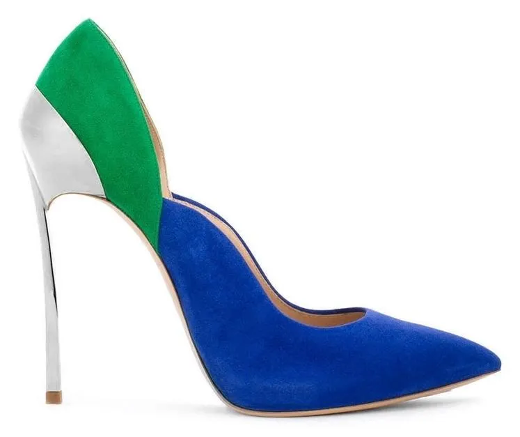 Color Block Pumps - Green & Blue or Red & Pink