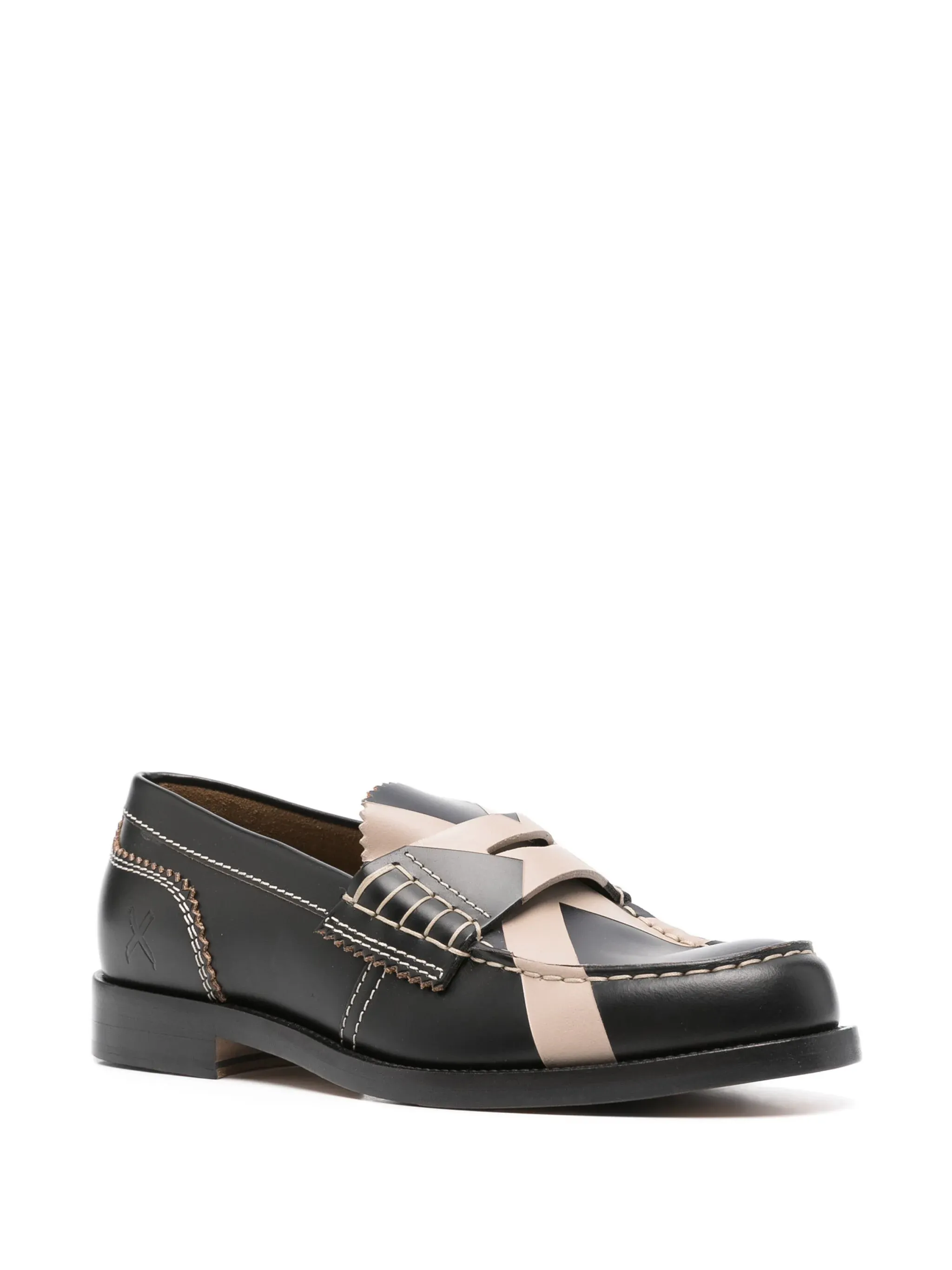 cross-print leather loafers