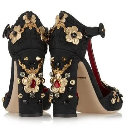 Embellished Brocade Mary Jane Pumps