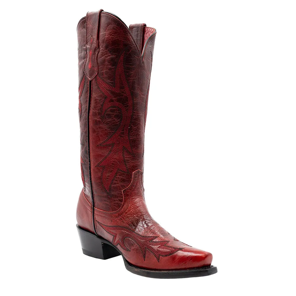 Ferrini Scarlett Red Full Grain Leather Snipped Toe Western Dress Boots