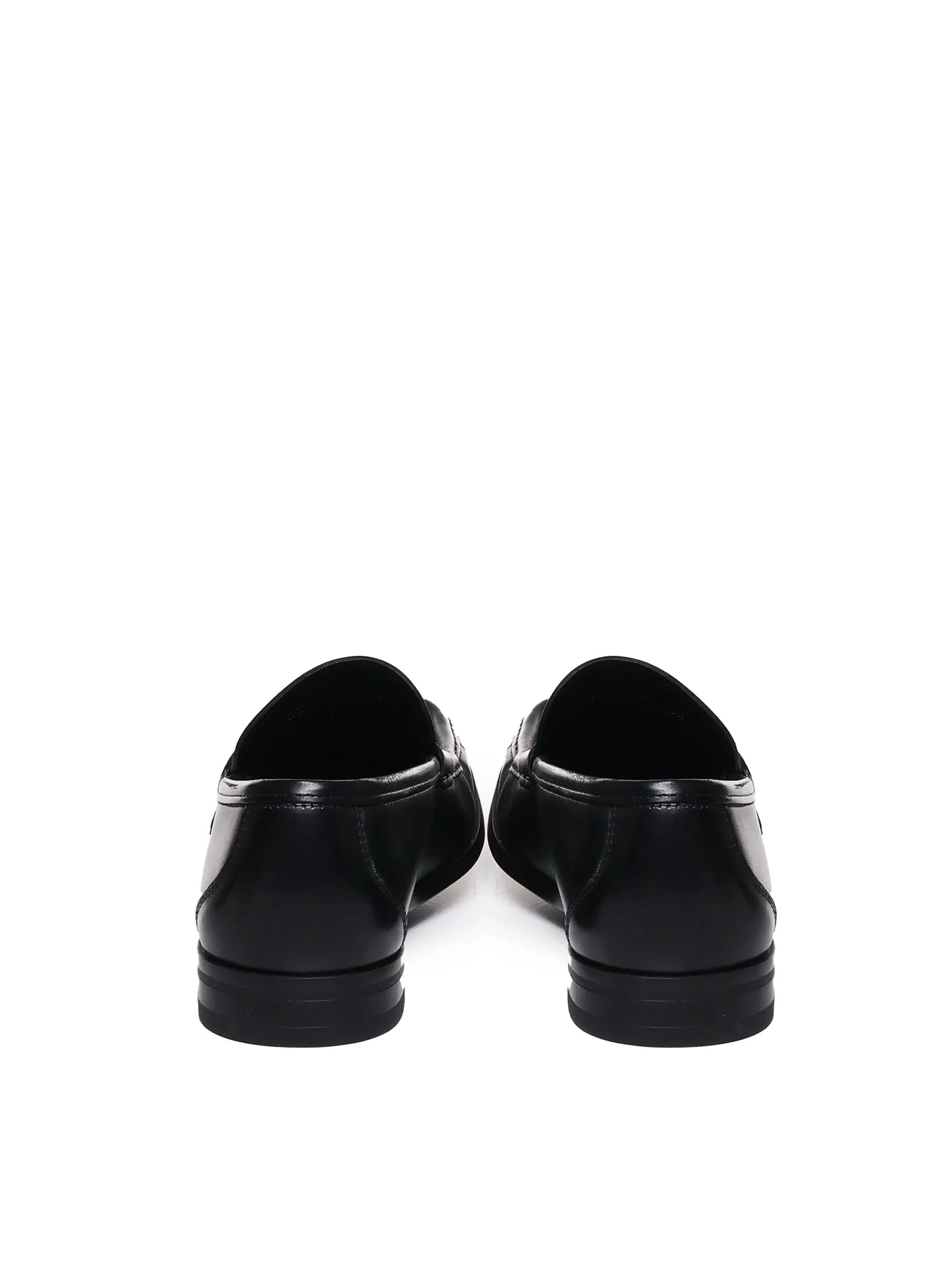 Gancini Leather Loafers in Black