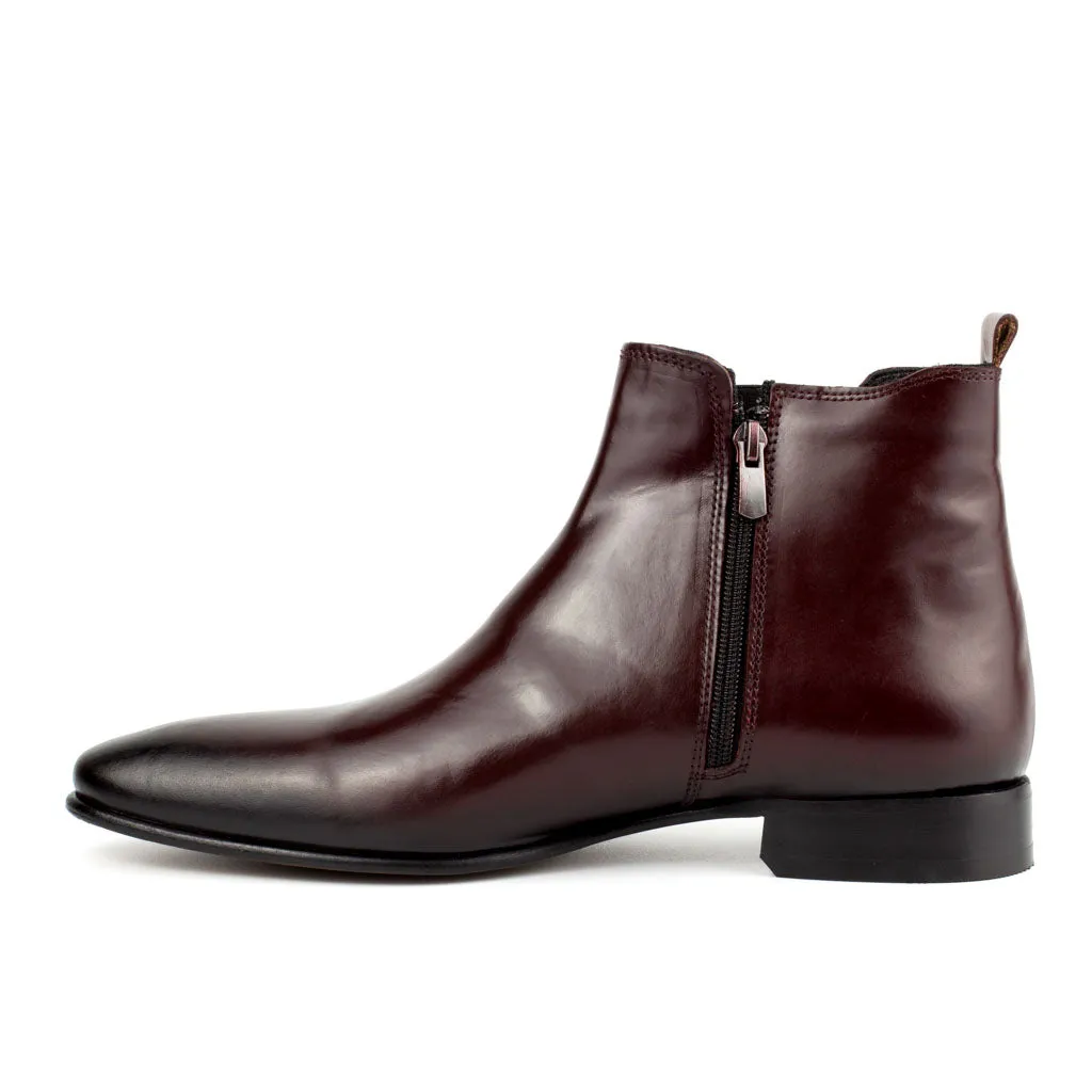 Giovanni Burgundy Men's Chelsea Genuine Leather Boots - Leather Sole