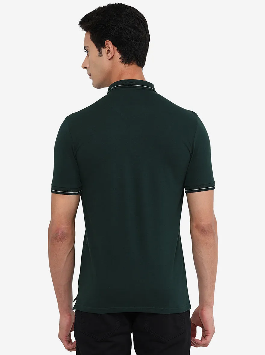 Grove Green Solid Slim Fit Polo T-Shirt | JadeBlue