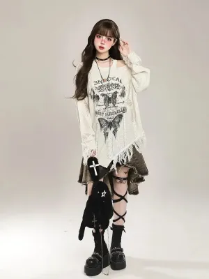 Grunge Butterfly Sweater