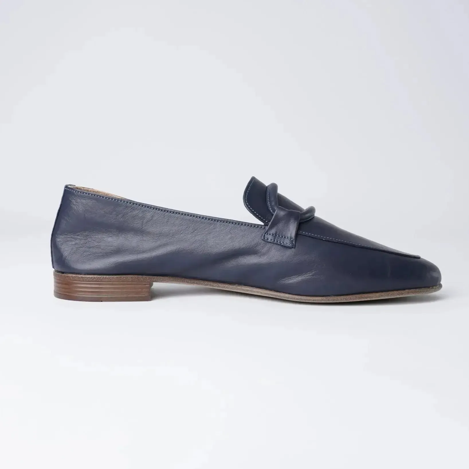 Joanne Navy Leather Loafers