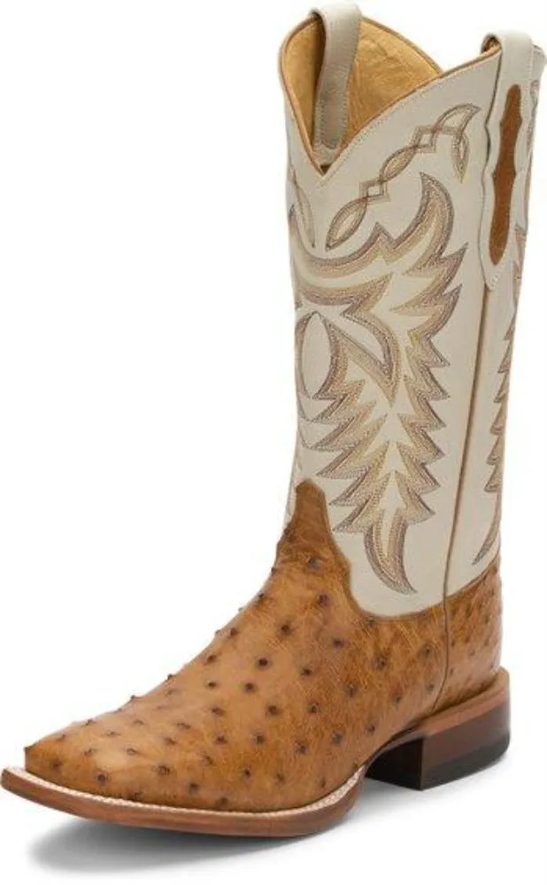 Justin Men's Pascoe Antique Saddle Maddog Full Quill Ostrich Boots 8094