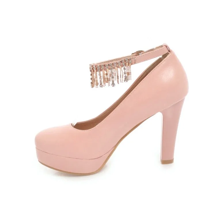 Ladies's Rhinestone Super High-heel Platform Chunky Pumps