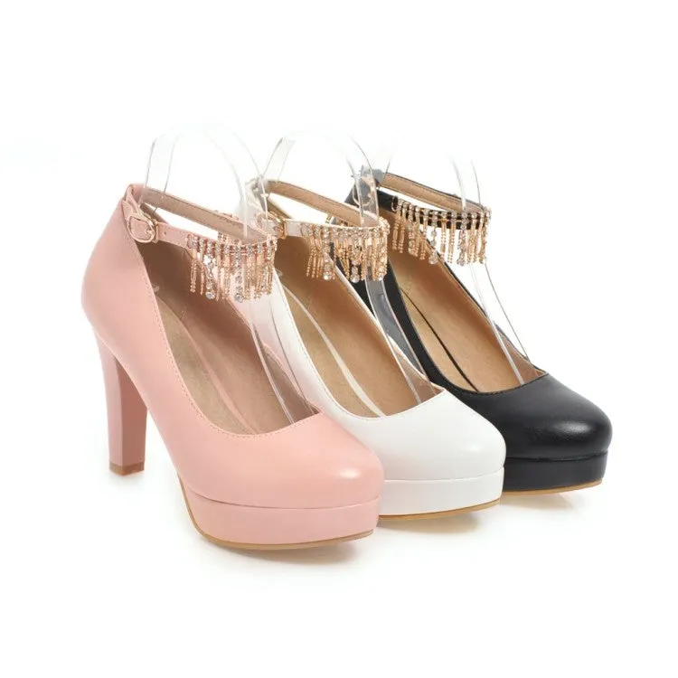 Ladies's Rhinestone Super High-heel Platform Chunky Pumps