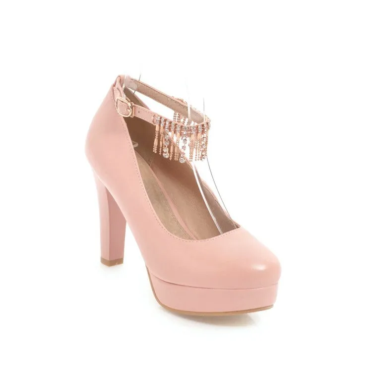 Ladies's Rhinestone Super High-heel Platform Chunky Pumps