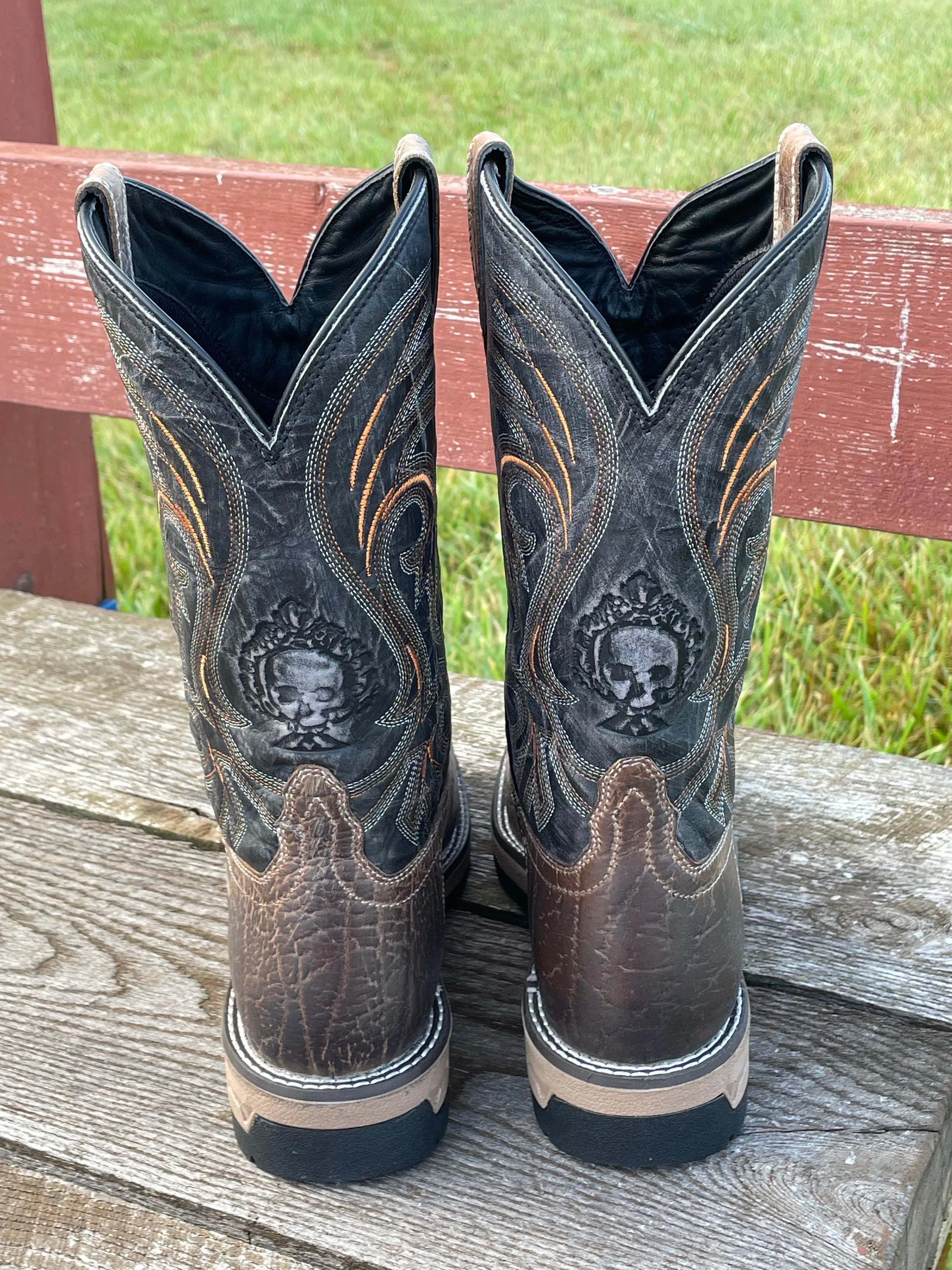 Laredo Men's Hawke Brown & Black Square Toe Work Cowboy Boot 6920