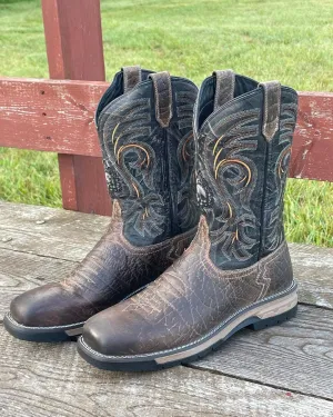 Laredo Men's Hawke Brown & Black Square Toe Work Cowboy Boot 6920