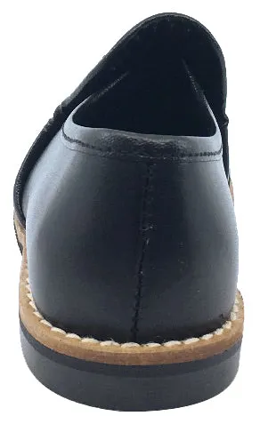 Luccini Boy's and Girl's Slip-On Loafer (Black Leather)