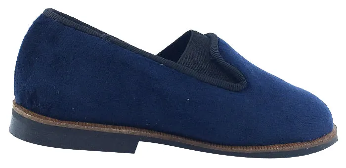 Luccini Boy's and Girl's Slip-On Smoking Loafer (Marino Navy Velvet)