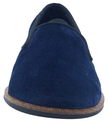 Luccini Boy's and Girl's Slip-On Smoking Loafer (Marino Navy Velvet)