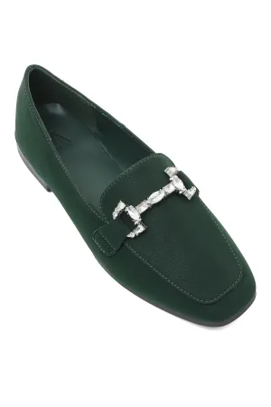 LUXE CRYSTAL LOAFERS-DK-GREEN