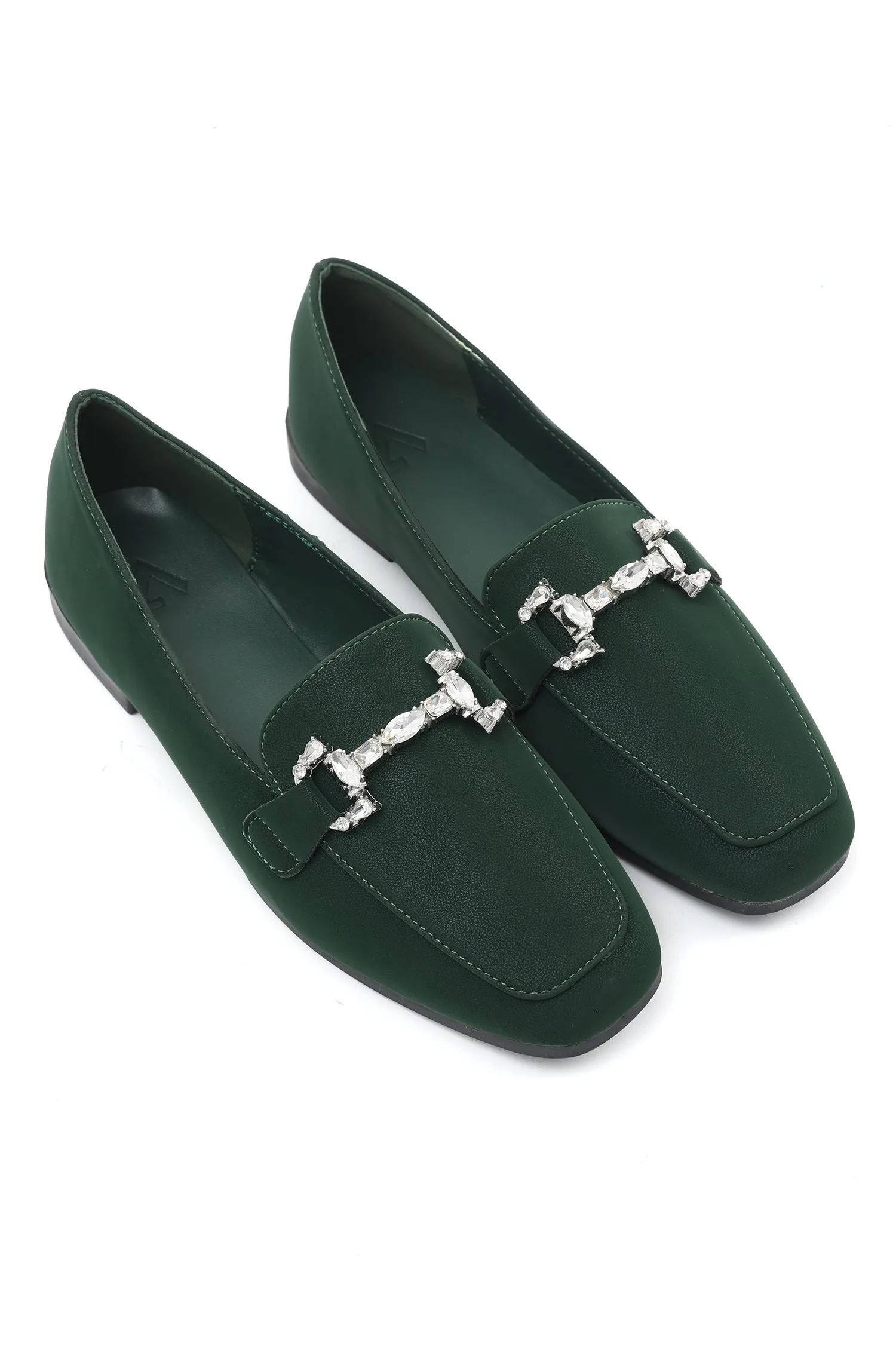 LUXE CRYSTAL LOAFERS-DK-GREEN