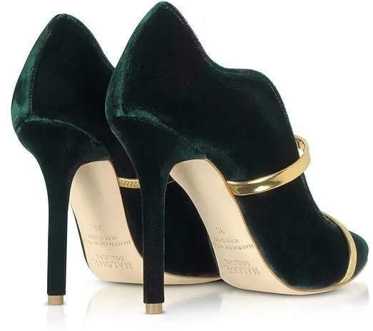 'Maureen' Velvet Pumps, Forest Green