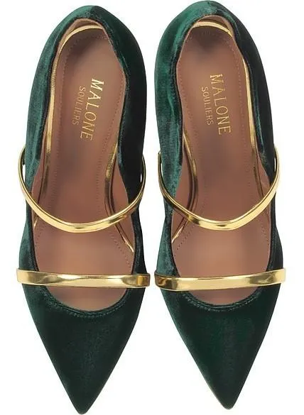 'Maureen' Velvet Pumps, Forest Green