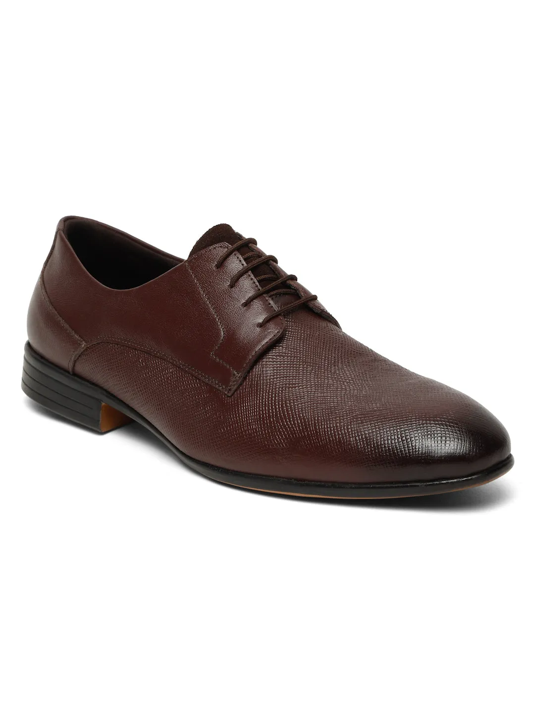 Men's Brown Texture Leather Formal Shoes