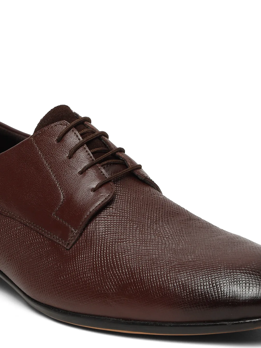 Men's Brown Texture Leather Formal Shoes