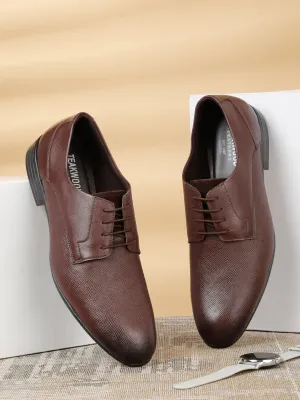 Men's Brown Texture Leather Formal Shoes