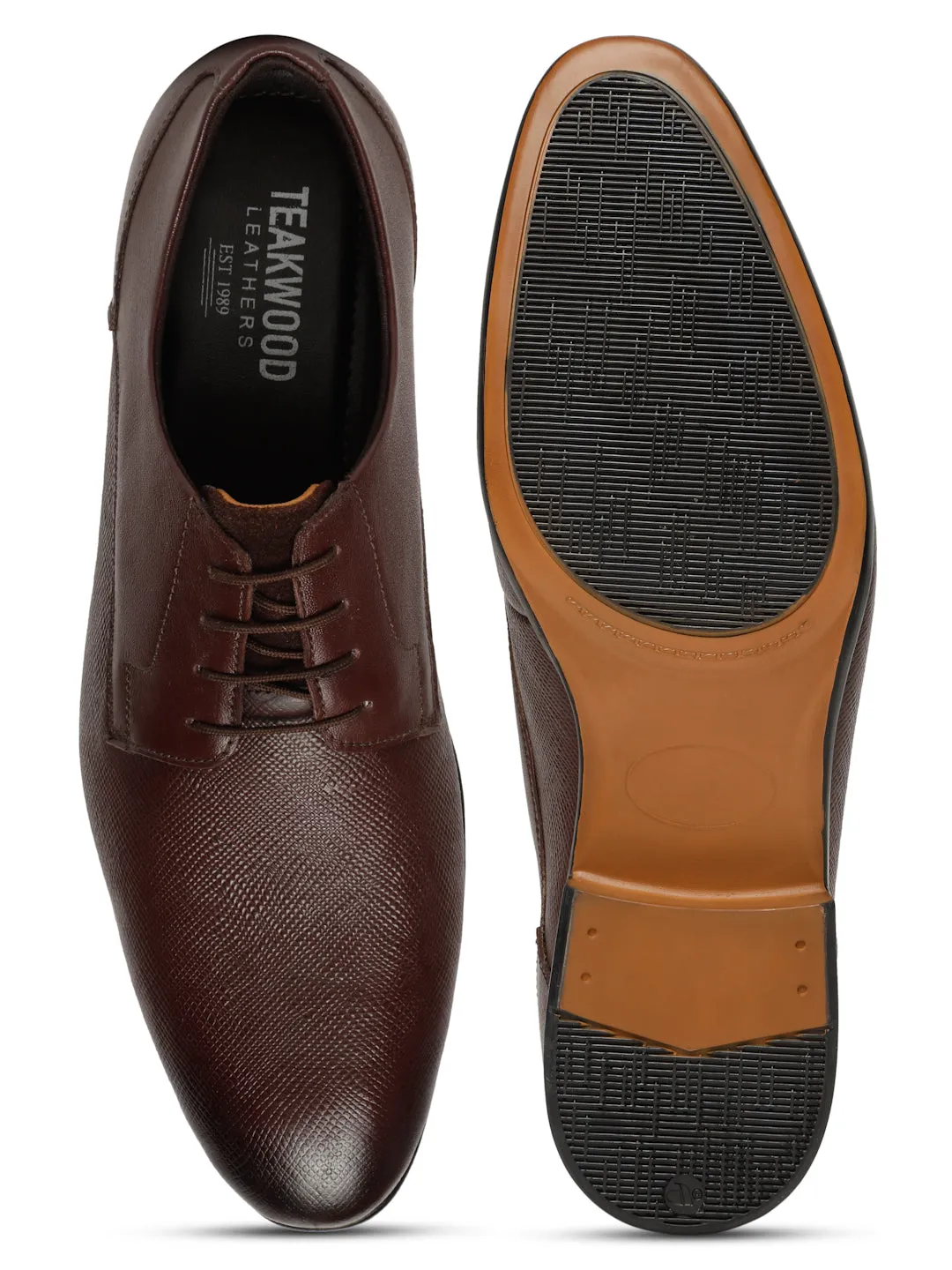 Men's Brown Texture Leather Formal Shoes