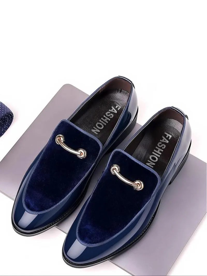 Men'S Business Solid Color PU Leather Slip-On Loafers, Pointed Toe Formal Shoes, Casual Low-Heeled Dress Shoes for Wedding & Party Wear