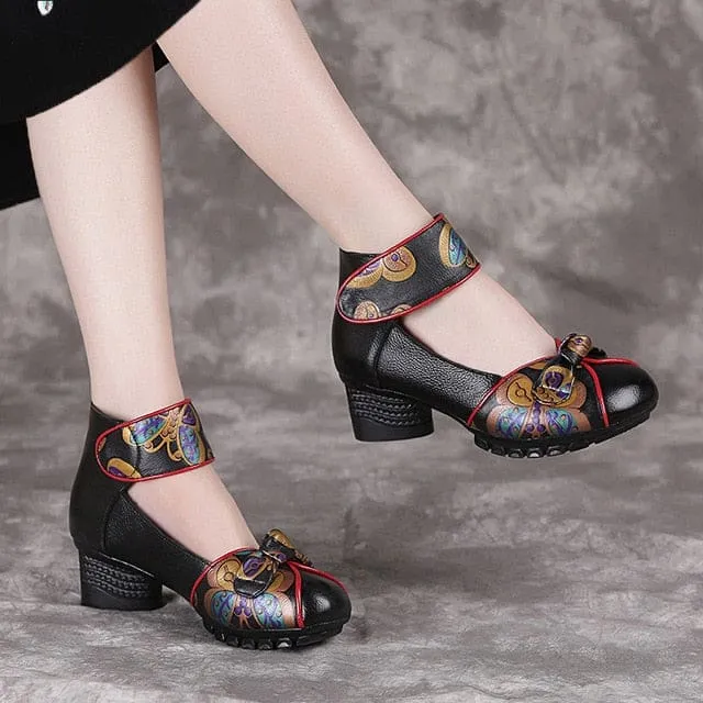 New Retro Genuine Leather Platform Women Shoes