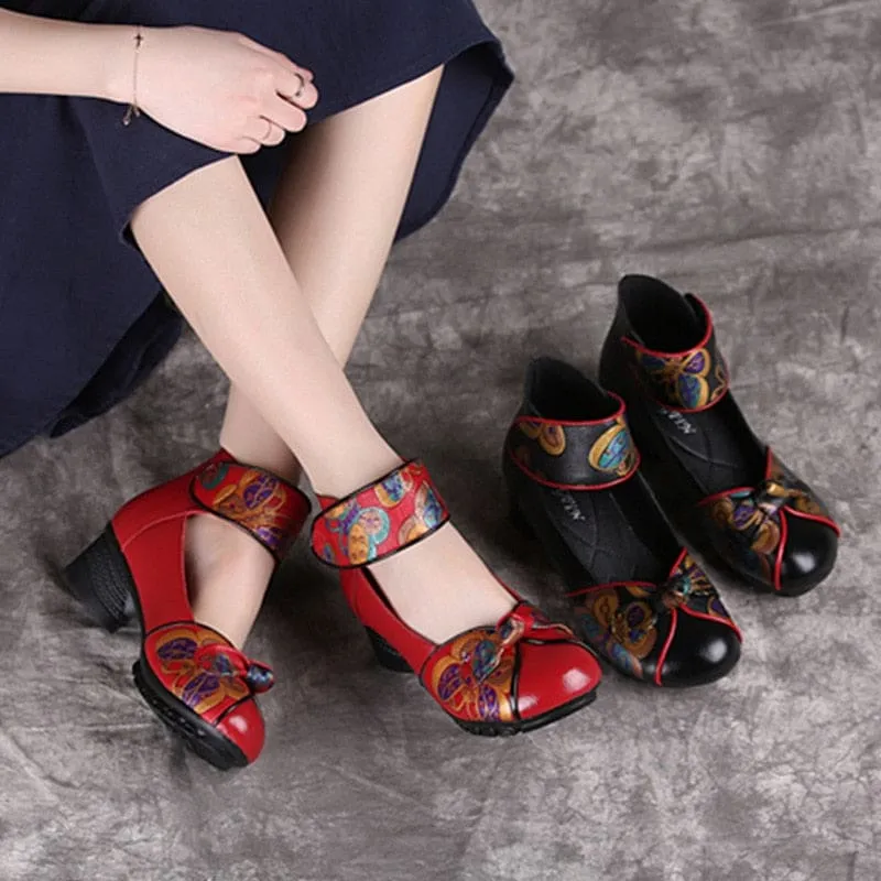 New Retro Genuine Leather Platform Women Shoes