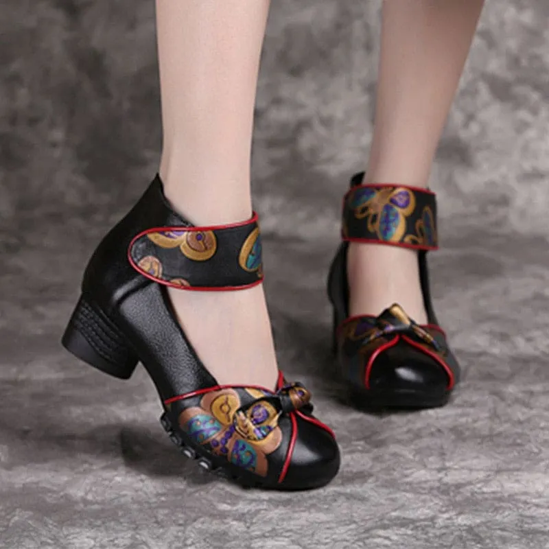 New Retro Genuine Leather Platform Women Shoes