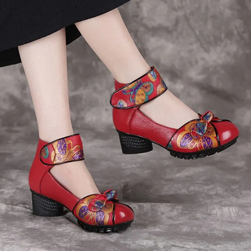 New Retro Genuine Leather Platform Women Shoes