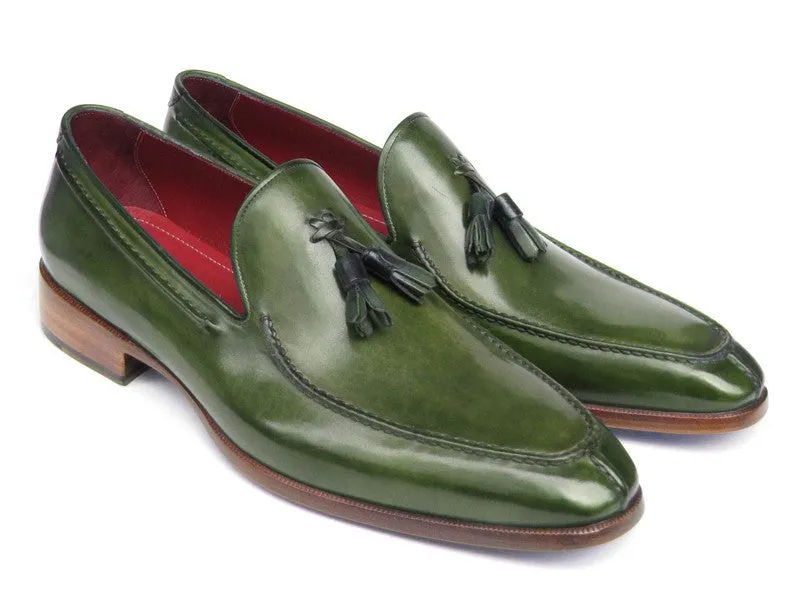 Paul Parkman Green Hand Painted Tassel Loafers