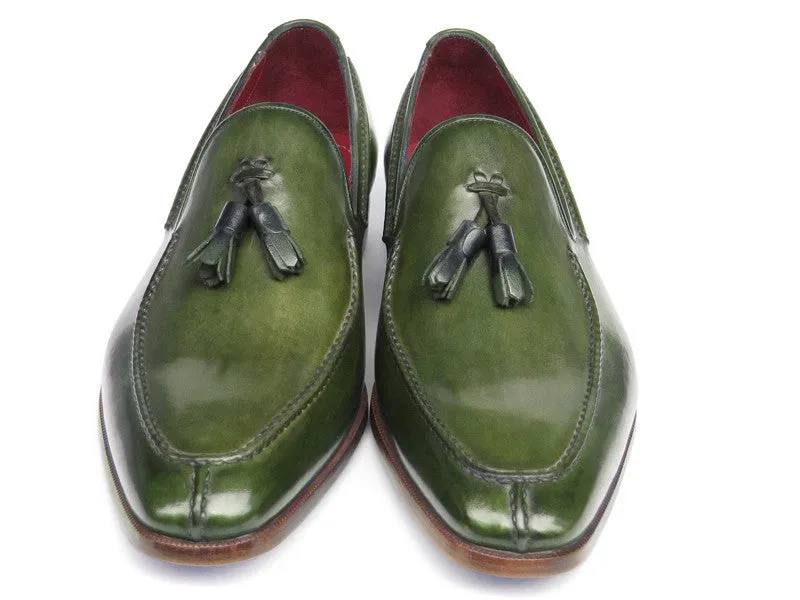 Paul Parkman Green Hand Painted Tassel Loafers